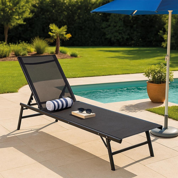 CHAISE LONGUE PLIABLE TEXTILENE NOIRE (7)