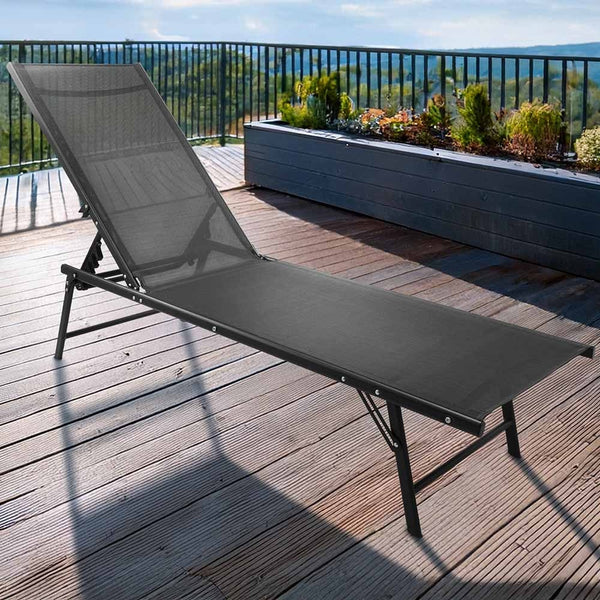 CHAISE LONGUE PLIABLE TEXTILENE NOIRE (6)