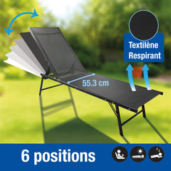 CHAISE LONGUE PLIABLE TEXTILENE NOIRE (1)