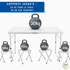 TABLE DE CAMPING PLIABLE AVEC 4 TABOURETS (1)