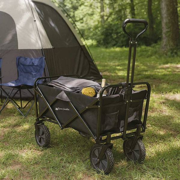 CHARIOT DE TRANSPORT PLIABLE NOIR 80KG 90L 100x50,5x99CM (4)