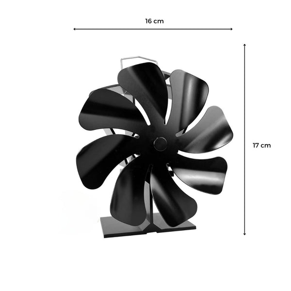 VENTILATEUR POÊLE À BOIS 8 PALES AVEC THERMOMÈTRE Ø 16 X H 17 cm (2)
