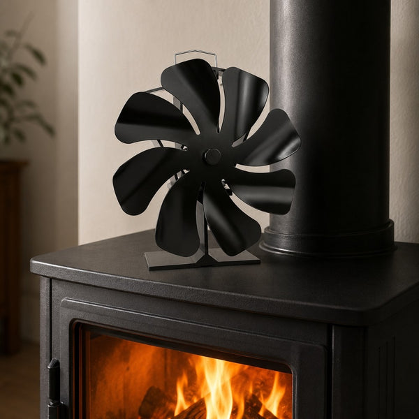 VENTILATEUR POÊLE À BOIS 8 PALES AVEC THERMOMÈTRE Ø 16 X H 17 cm (1)