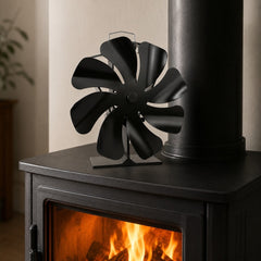 VENTILATEUR POÊLE À BOIS 8 PALES AVEC THERMOMÈTRE Ø 16 X H 17 cm (1)