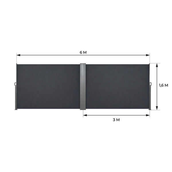 PARAVENT DOUBLE RÉTRACTABLE GRIS 6X1,6 M (7)