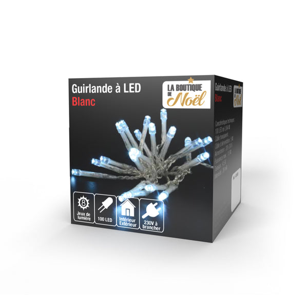 GUIRLANDE LED ANIMÉE ÉLECTRIQUE (1) & GUIRLANDE LED ANIMÉE 100 LED BLANC FROID