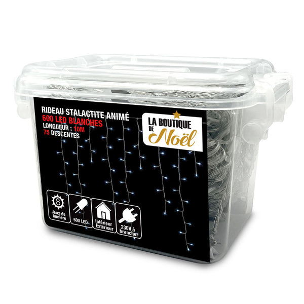 GUIRLANDE STALACTITES ÉLECTRIQUE (4) & GUIRLANDE STALACTITES 10M 600 LED BLANC