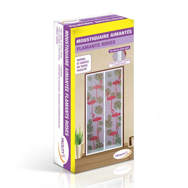 MOUSTIQUAIRE AIMANTÉE IMPRIMÉE FLAMANT ROSE (7)