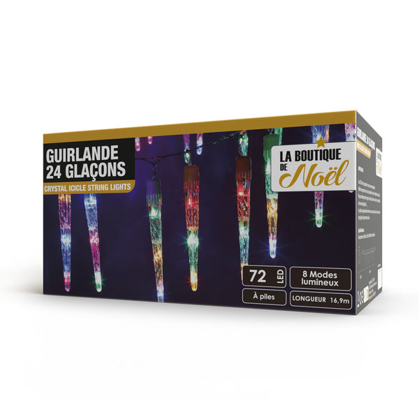 GUIRLANDE 24 GLAÇONS 72 LED (3) & GUIRLANDE 24 GLAÇONS 72 LED MULTICOLORE