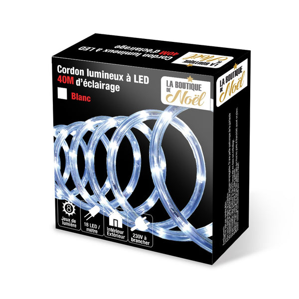 CORDON LUMINEUX ÉLECTRIQUE 40M BLANC FROID