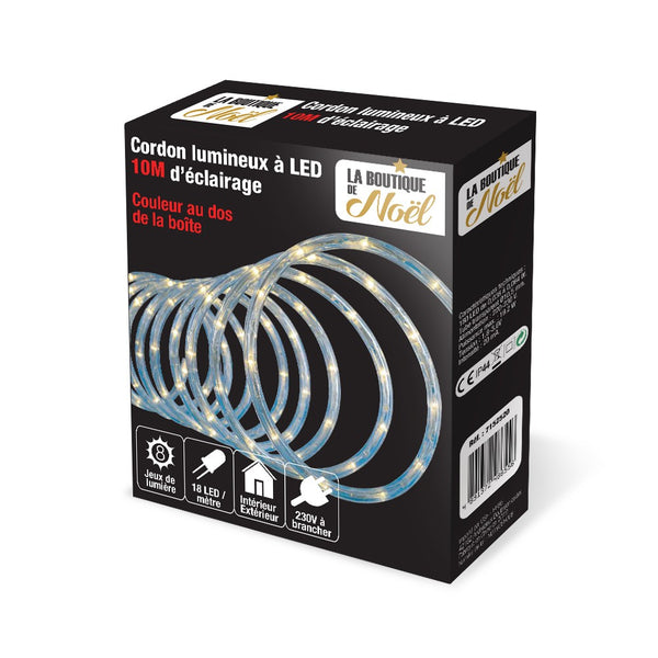 CORDON LUMINEUX ÉLECTRIQUE 10M BLANC FROID & CORDON LUMINEUX ÉLECTRIQUE 10M ROUGE