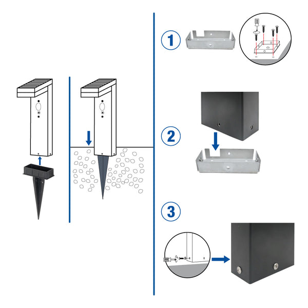 BORNE D'ÉCLAIRAGE SOLAIRE INOX NOIRE (5)