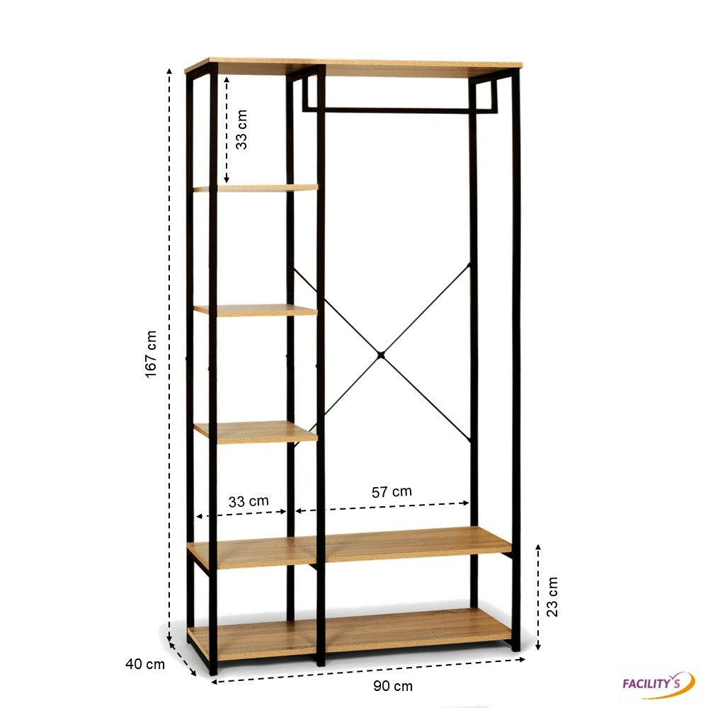 Dressing Memphis H165cm - penderie et 2 tiroirs