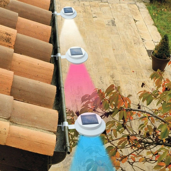 LAMPES DE GOUTTIERE SOLAIRES 3 LED COULEUR TELECOMMANDEES X2 (1)