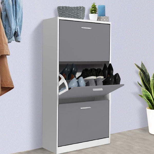 MEUBLE À CHAUSSURES 3 TIROIRS GRIS (5)