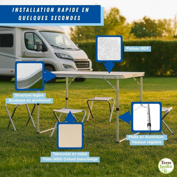 TABLE DE CAMPING PLIABLE AVEC 4 TABOURETS (3)