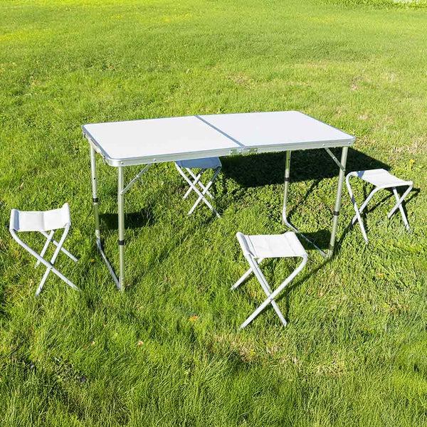 TABLE DE CAMPING PLIABLE AVEC 4 TABOURETS (8)
