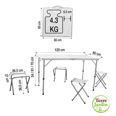 TABLE DE CAMPING PLIABLE AVEC 4 TABOURETS (1)
