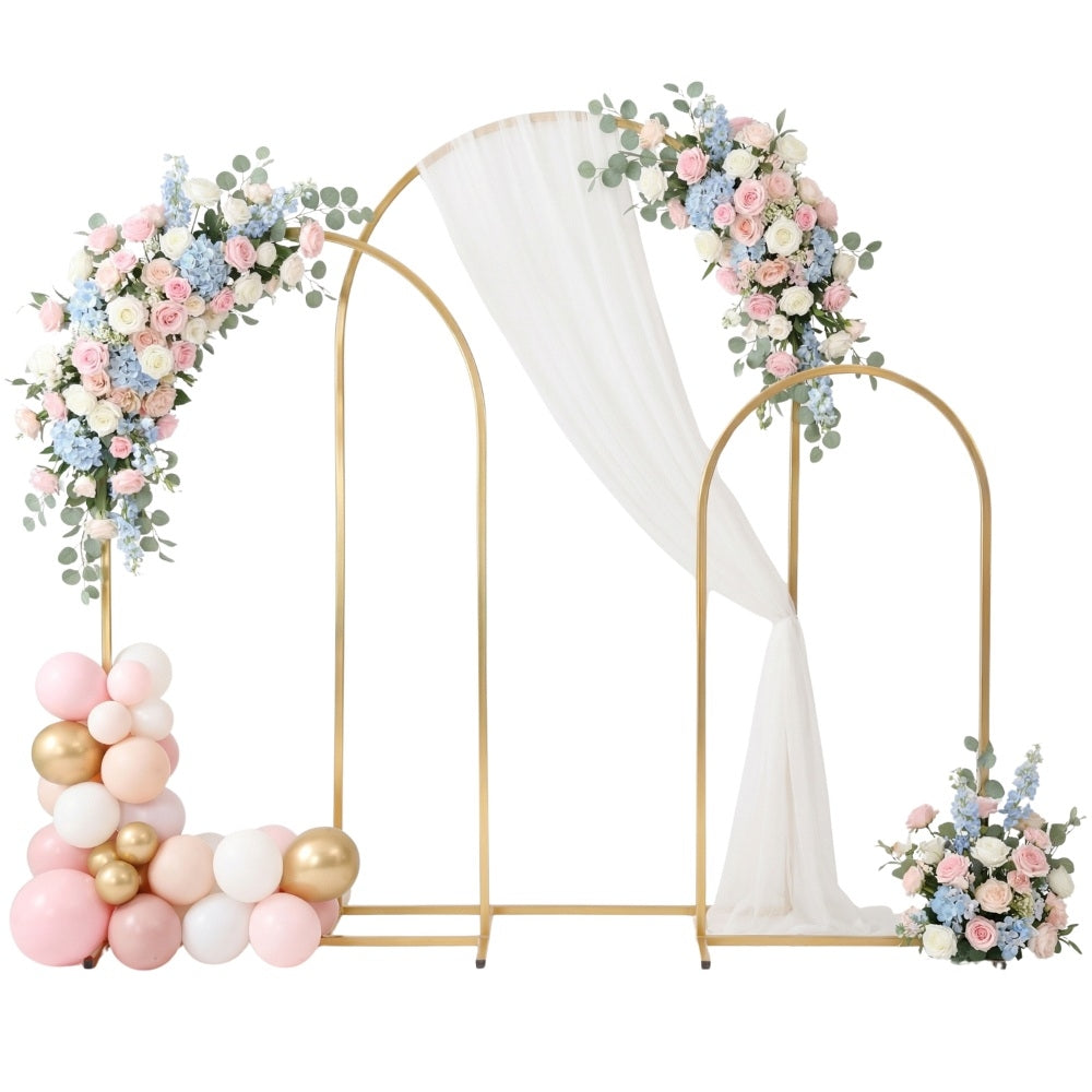 ARCHES DE MARIAGE METAL OR  HAUTEURS 220 180 140 CM X3