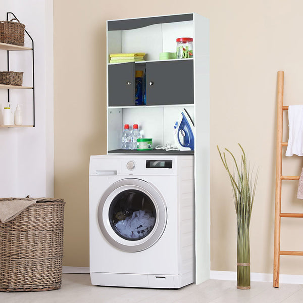 MEUBLE ÉTAGÈRE WC 2 PORTES GRIS (2)