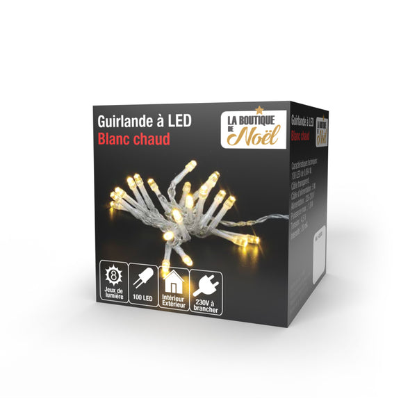 GUIRLANDE LED ANIMÉE ÉLECTRIQUE (2) & GUIRLANDE LED ANIMÉE 100 LED BLANC CHAUD