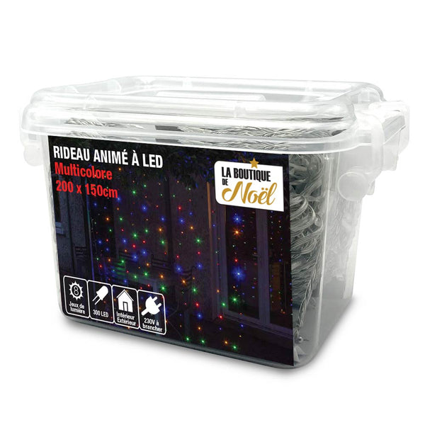 RIDEAU LUMINEUX ÉLECTRIQUE (5) & RIDEAU LUMINEUX 150 X 200 CM - 300 LED MULTICOLORE