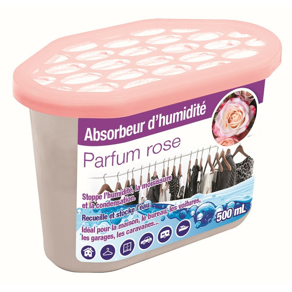 ABSORBEUR DÉSHUMIDIFICATEUR PARFUMÉ (2) & ABSORBEUR D'HUMIDITÉ 500 ML ROSE