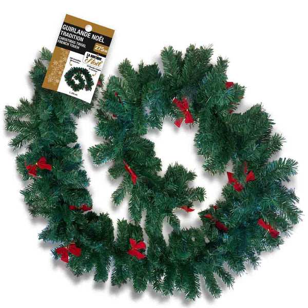 GUIRLANDE SAPIN NŒUDS ROUGES 300 BRANCHES (1)