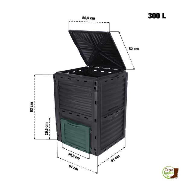 COMPOSTEUR CARRÉ PLASTIQUE 300L (5)