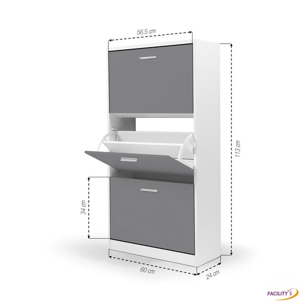 MEUBLE À CHAUSSURES 3 TIROIRS GRIS (1)