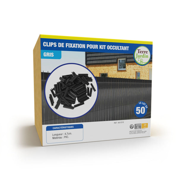 CLIPS DE FIXATION KIT OCCULTANT PVC (4) & CLIPS DE FIXATION KIT OCCULTANT PVC GRIS (2)