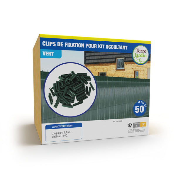 CLIPS DE FIXATION KIT OCCULTANT PVC (5) & CLIPS DE FIXATION KIT OCCULTANT PVC VERT (2)