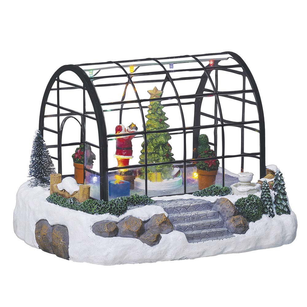 VILLAGE SERRE DU PÈRE NOËL 8 LED ANIMÉ