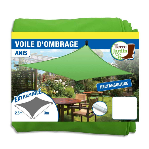 VOILE D'OMBRAGE EXTENSIBLE RECTANGULAIRE (6) & VOILE D'OMBRAGE EXTENSIBLE 2,5 X 3 M ANIS