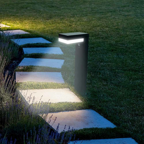 BORNE D'ÉCLAIRAGE SOLAIRE INOX NOIRE (6)