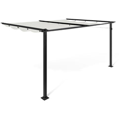 PERGOLA ADOSSÉE 3 X 4 M TOIT RÉTRACTABLE BEIGE (1)